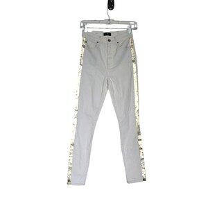 7 For All Mankind jeans women's 24 white metallic gold super skinny